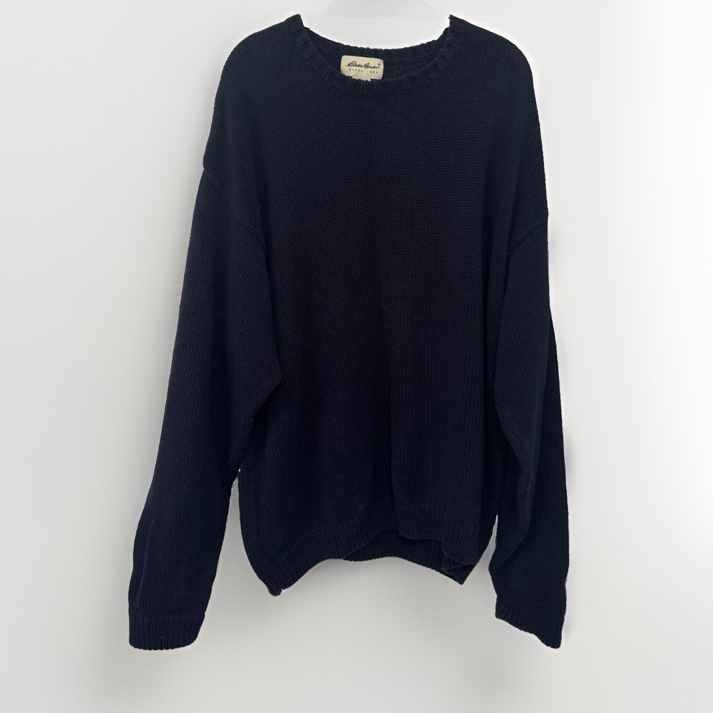 Eddie Bauer Classic Crewneck Pullover Sweater Men's 100% Cotton Sz XXL Navy Blue